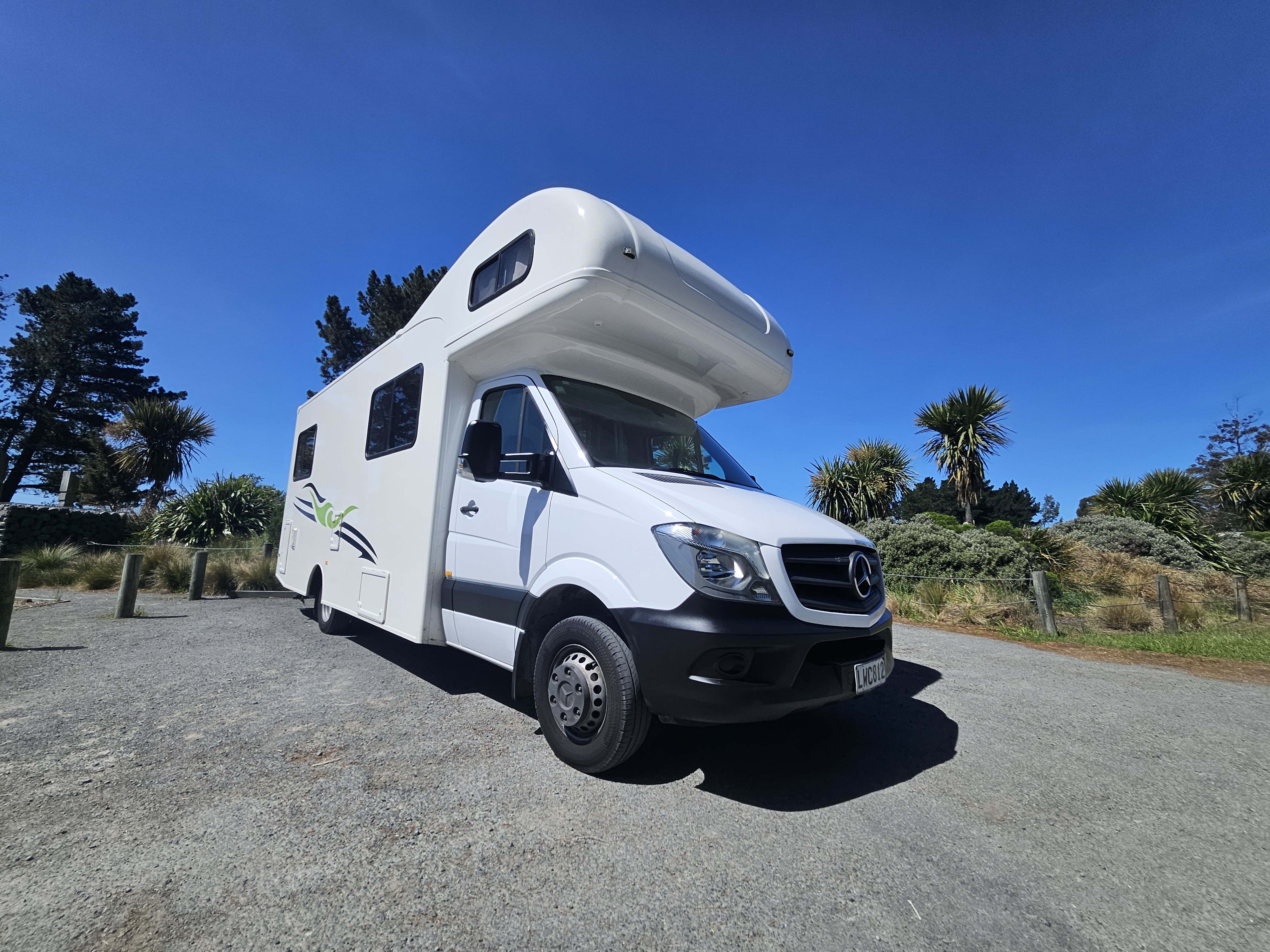2018 Mercedes Sprinter 4 Berth Motorhome Christchurch, Exterior Front Three Quarter View