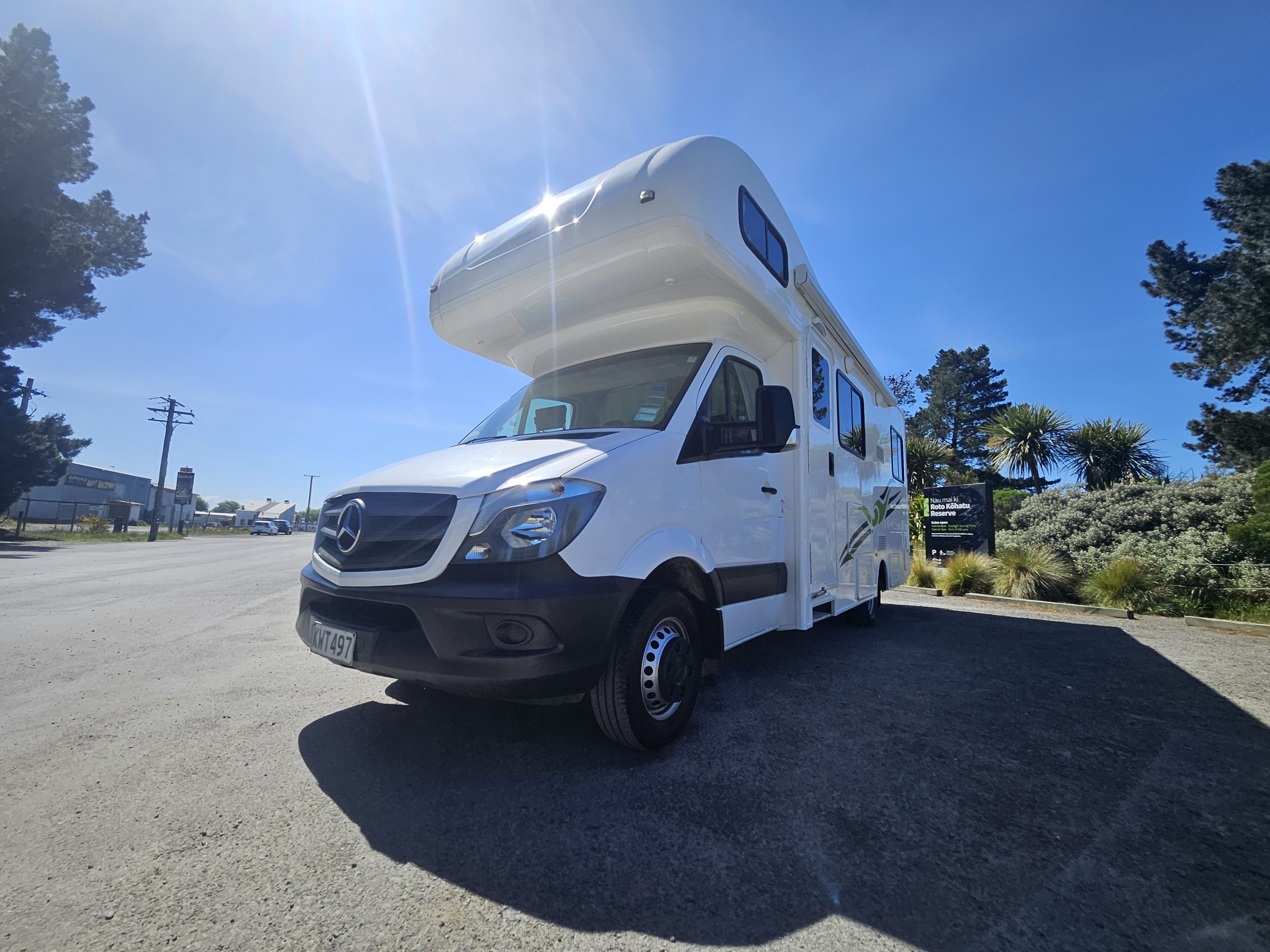 2017 Mercedes Sprinter Talvor 6 Berth Motorhome Christchurch, Front Three Quarter, Side Windows