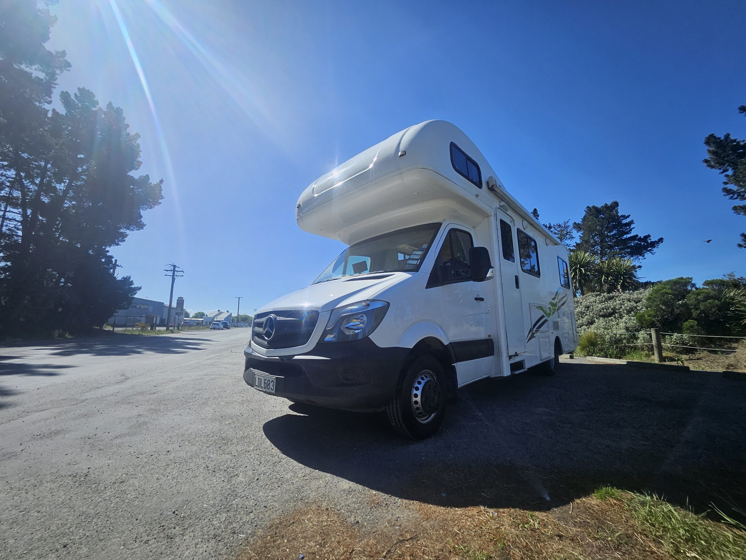 2018 Mercedes Sprinter Talvor 6 Berth Motorhome Christchurch, Front Three Quarter, Side Windows