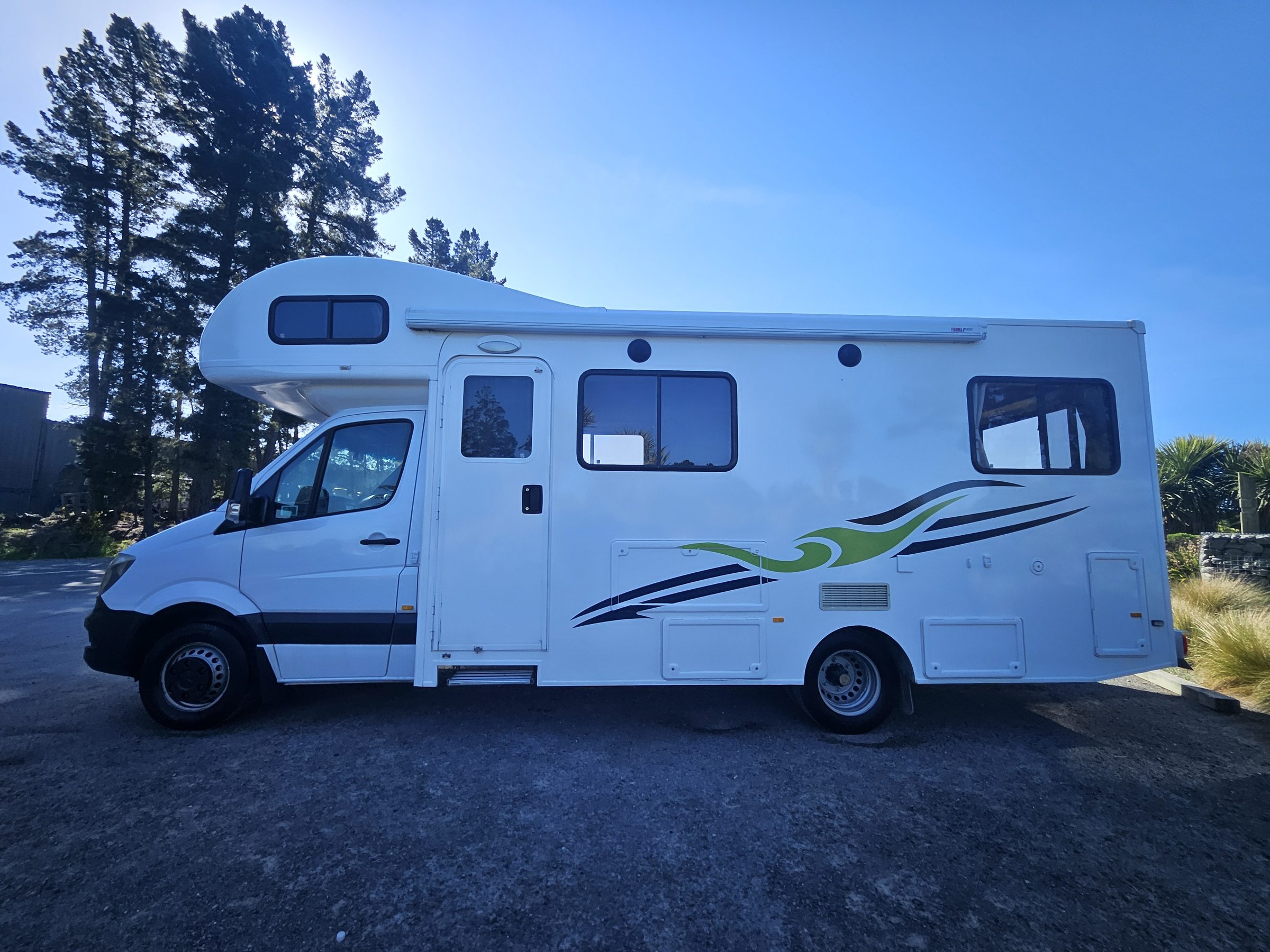 2018 Mercedes Sprinter Talvor 6 Berth Motorhome Christchurch, Side Profile With Habitation Door