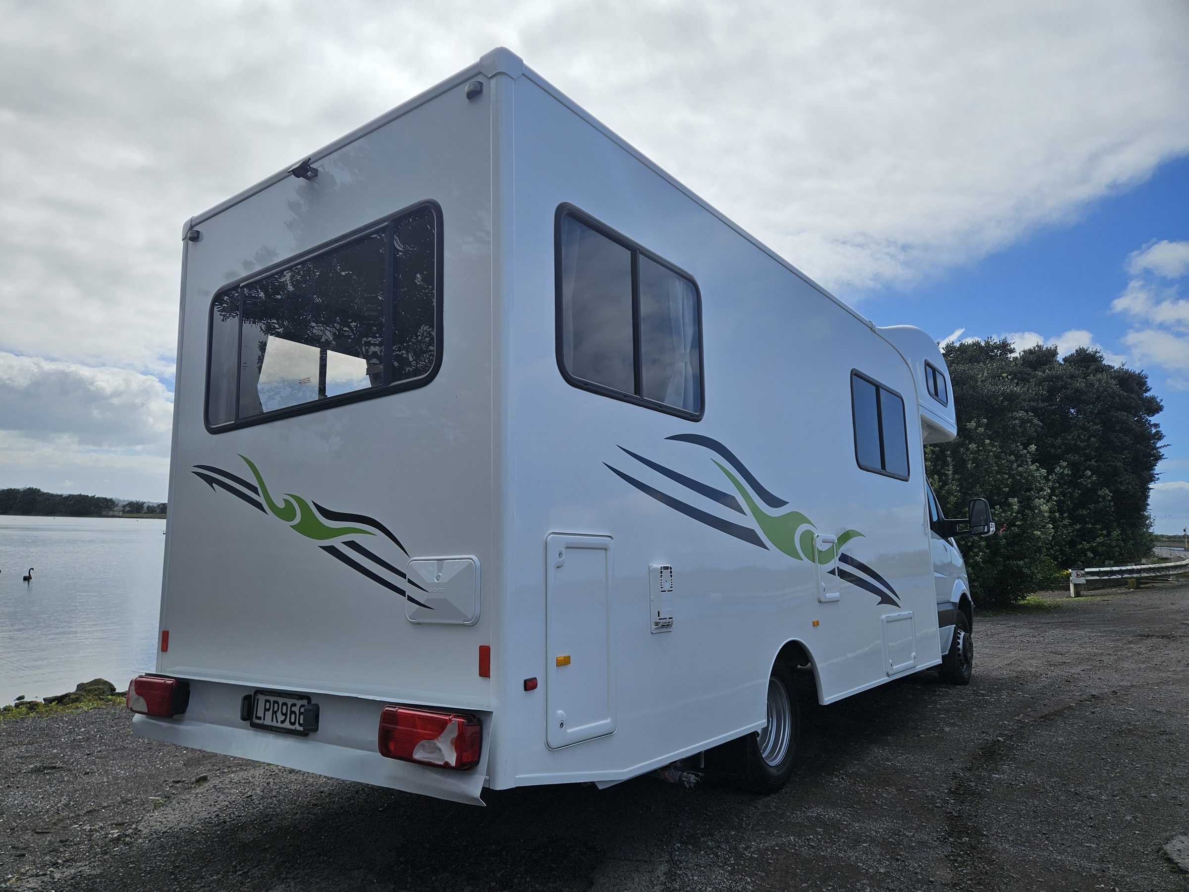 2018 Mercedes Sprinter Talvor 4 Berth Motorhome Auckland, Rear Three Quarter, Side