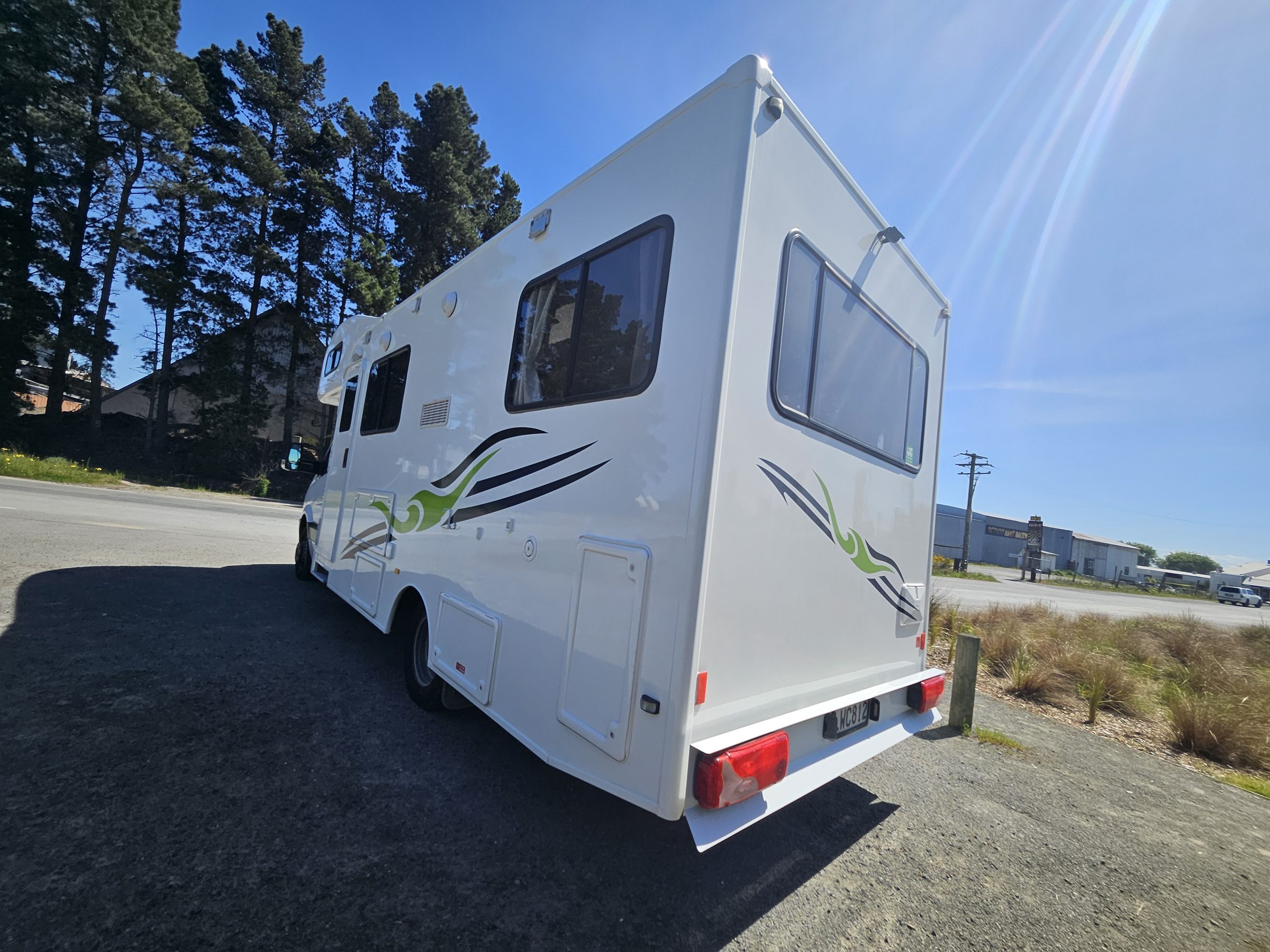 2018 Mercedes Sprinter 4 Berth Motorhome Christchurch, Rear Driver Side View