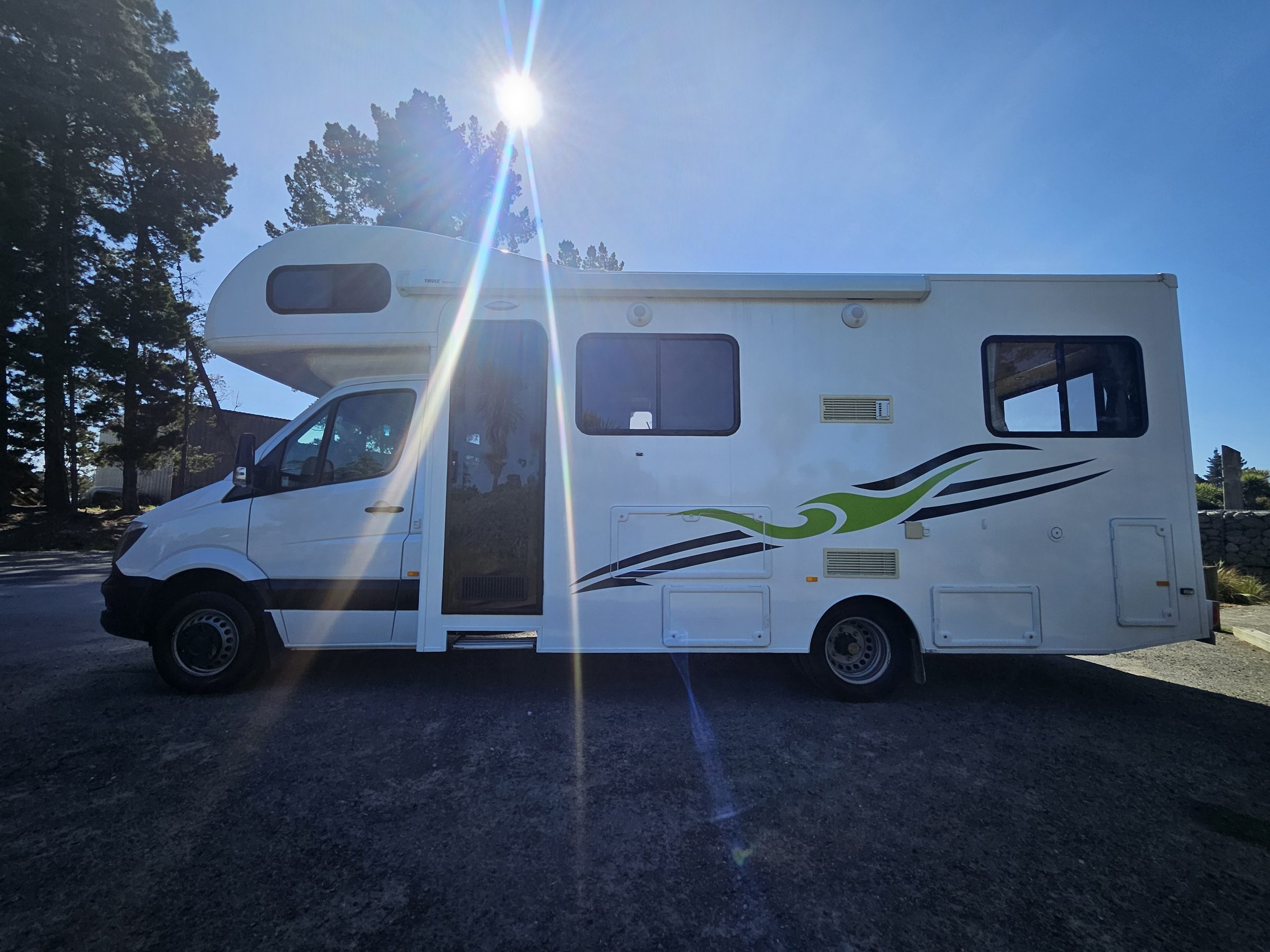 2017 Mercedes Sprinter Talvor 6 Berth Motorhome Christchurch, Passenger Side Profile with Habitation Door