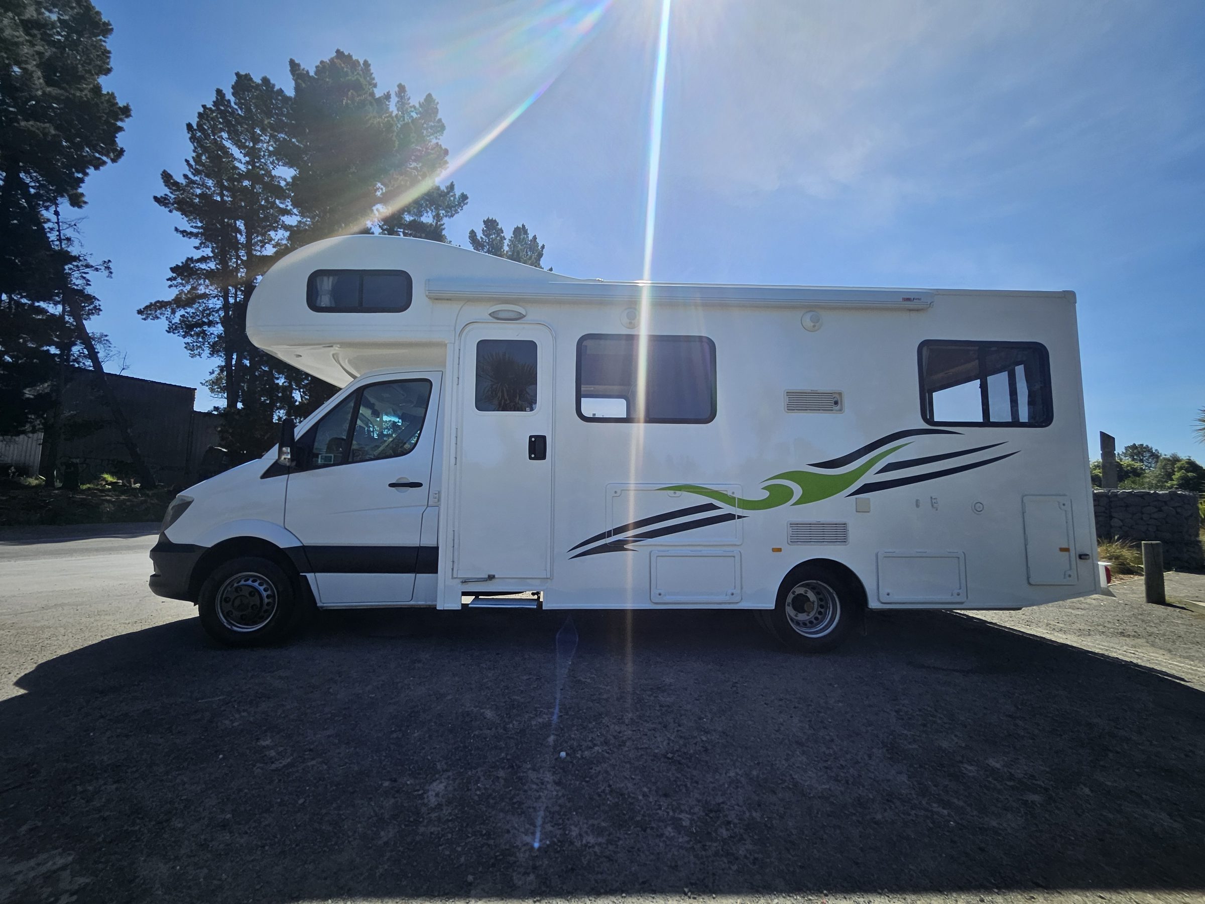 2017 Mercedes Sprinter Talvor 6 Berth Motorhome Christchurch, Side Profile With Habitation Door