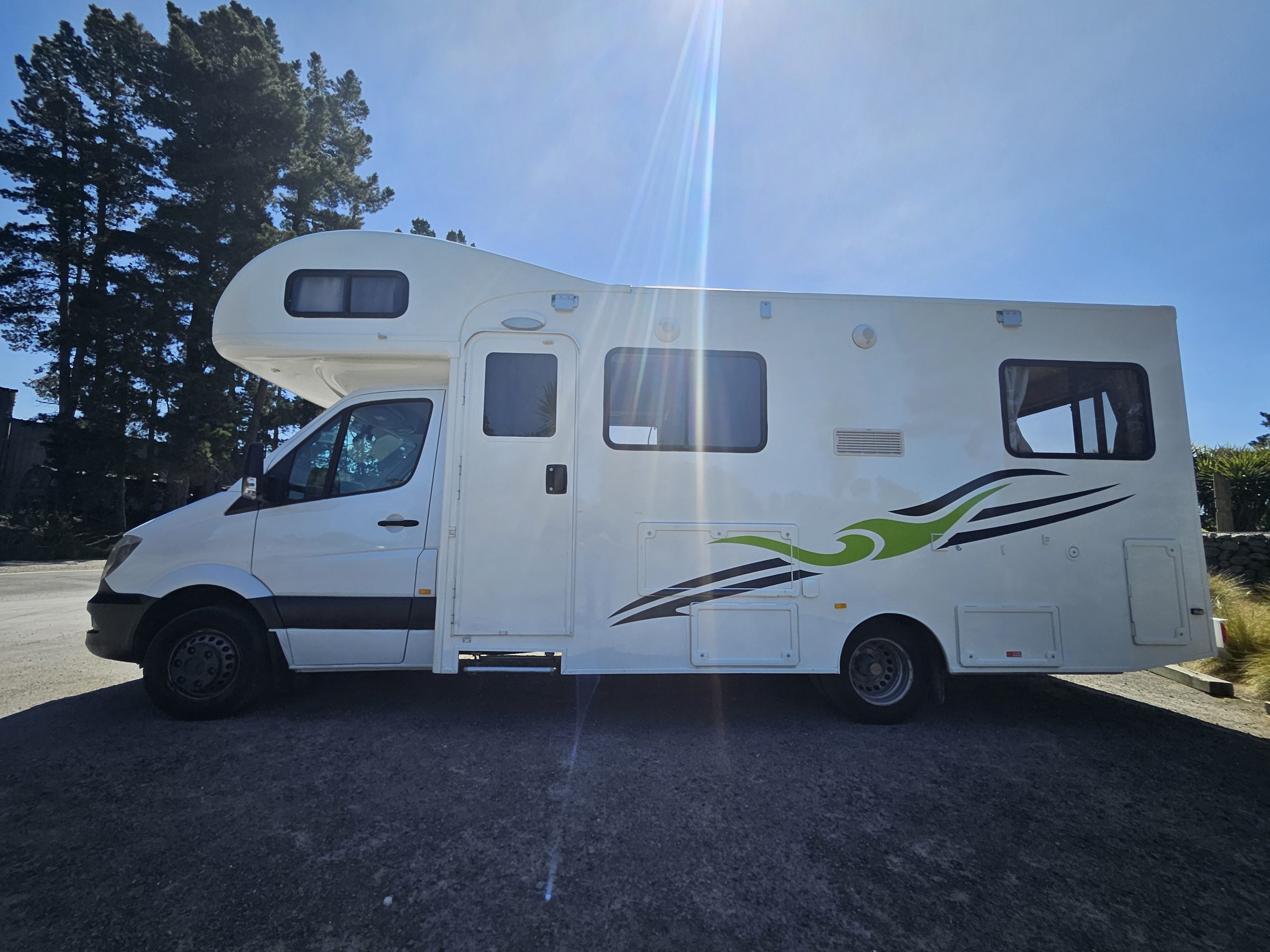 2018 Mercedes Sprinter 4 Berth Motorhome Christchurch, Driver Side Profile with Habitation Door