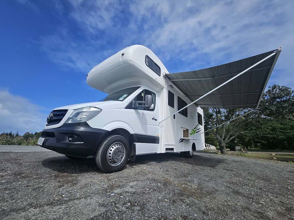 2018 Mercedes Sprinter Talvor 4 Berth Motorhome Auckland, Awning Rolled Out
