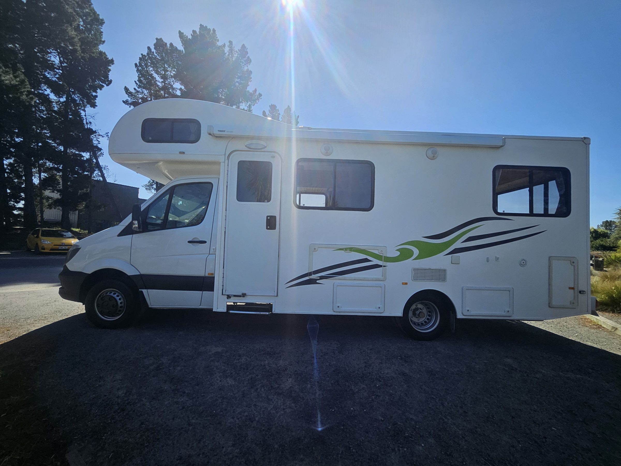 2018 Mercedes Sprinter Talvor 6 Berth Motorhome Christchurch, Side Profile With Habitation Door