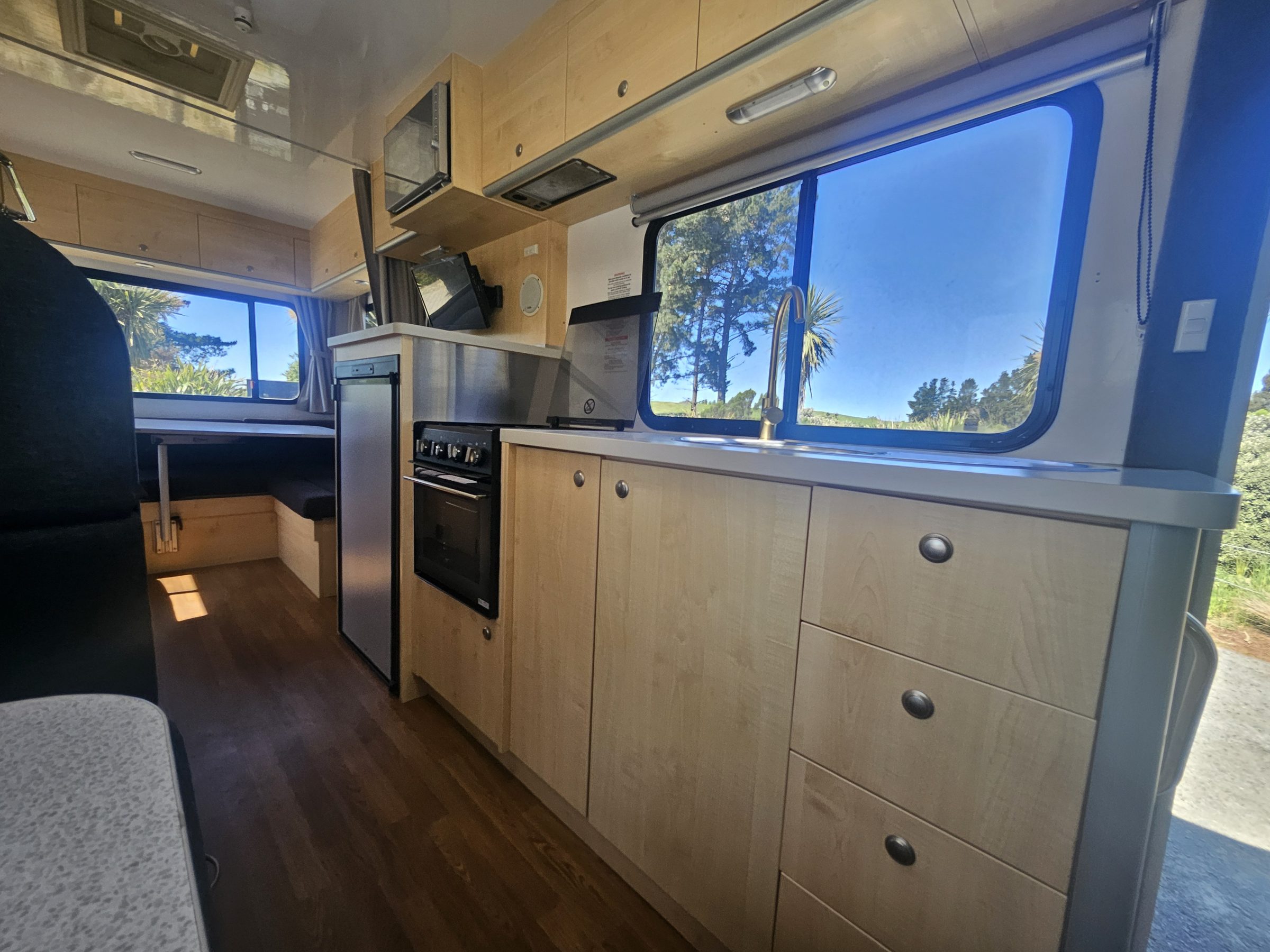 2017 Mercedes Sprinter Talvor 6 Berth Motorhome Christchurch, Kitchen With Gas Cooktop, Oven and Fridge