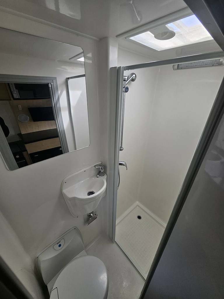 2018 Mercedes Sprinter Talvor 4 Berth Motorhome Auckland, Bathroom With Shower, Toilet and Basin