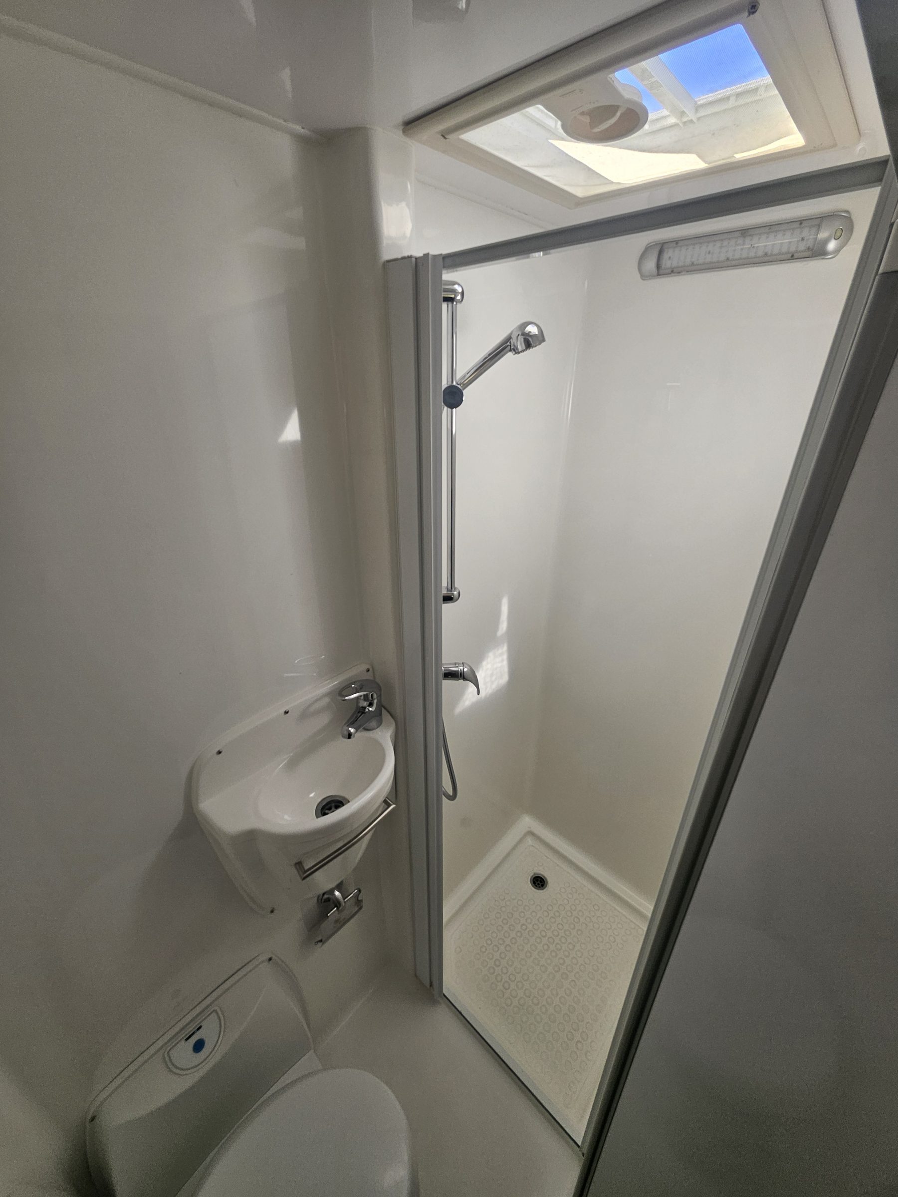2018 Mercedes Sprinter Talvor 6 Berth Motorhome Christchurch, Bathroom Shower and Basin