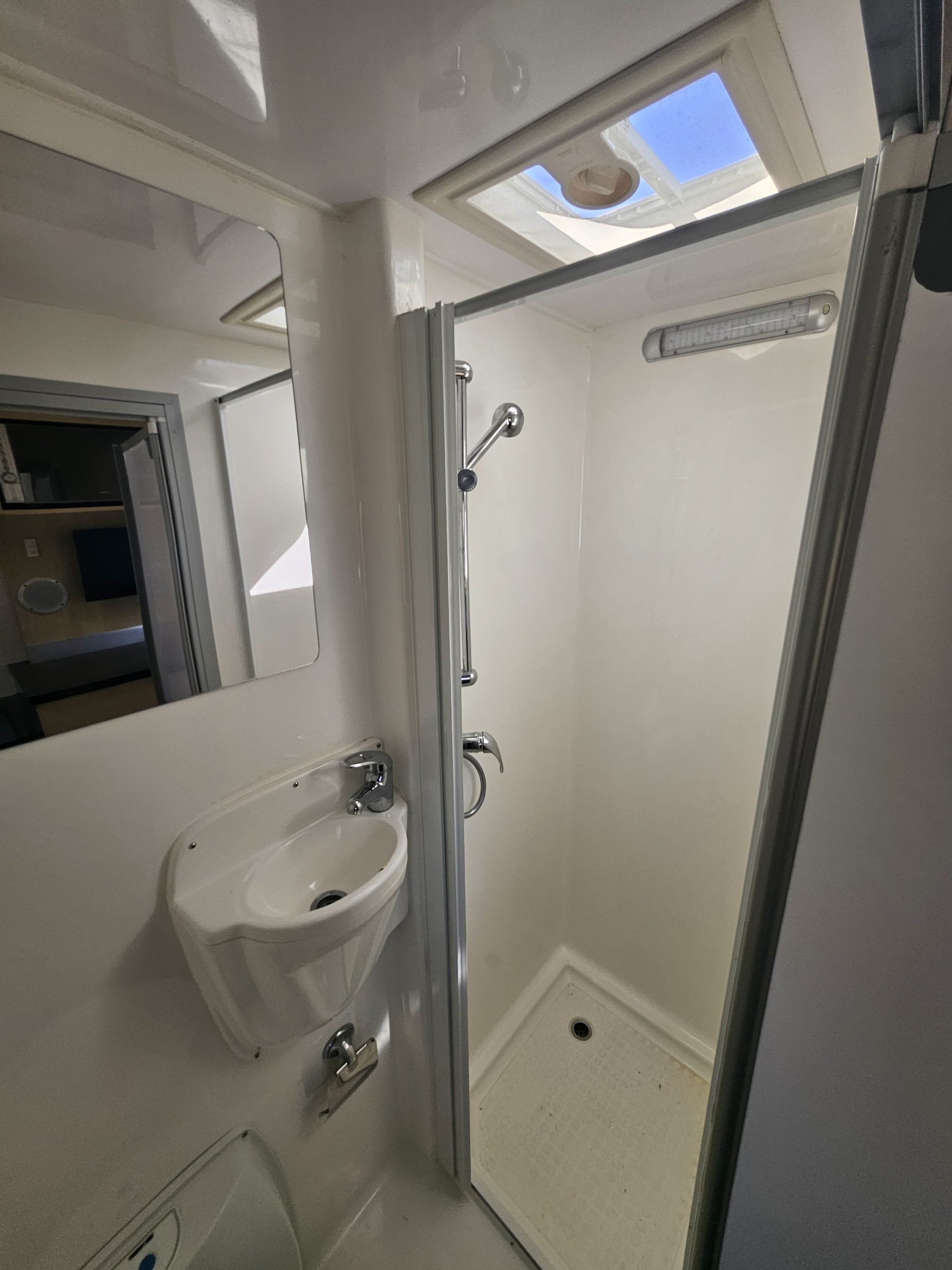 2018 Mercedes Sprinter 4 Berth Motorhome Christchurch, Bathroom Shower and Basin